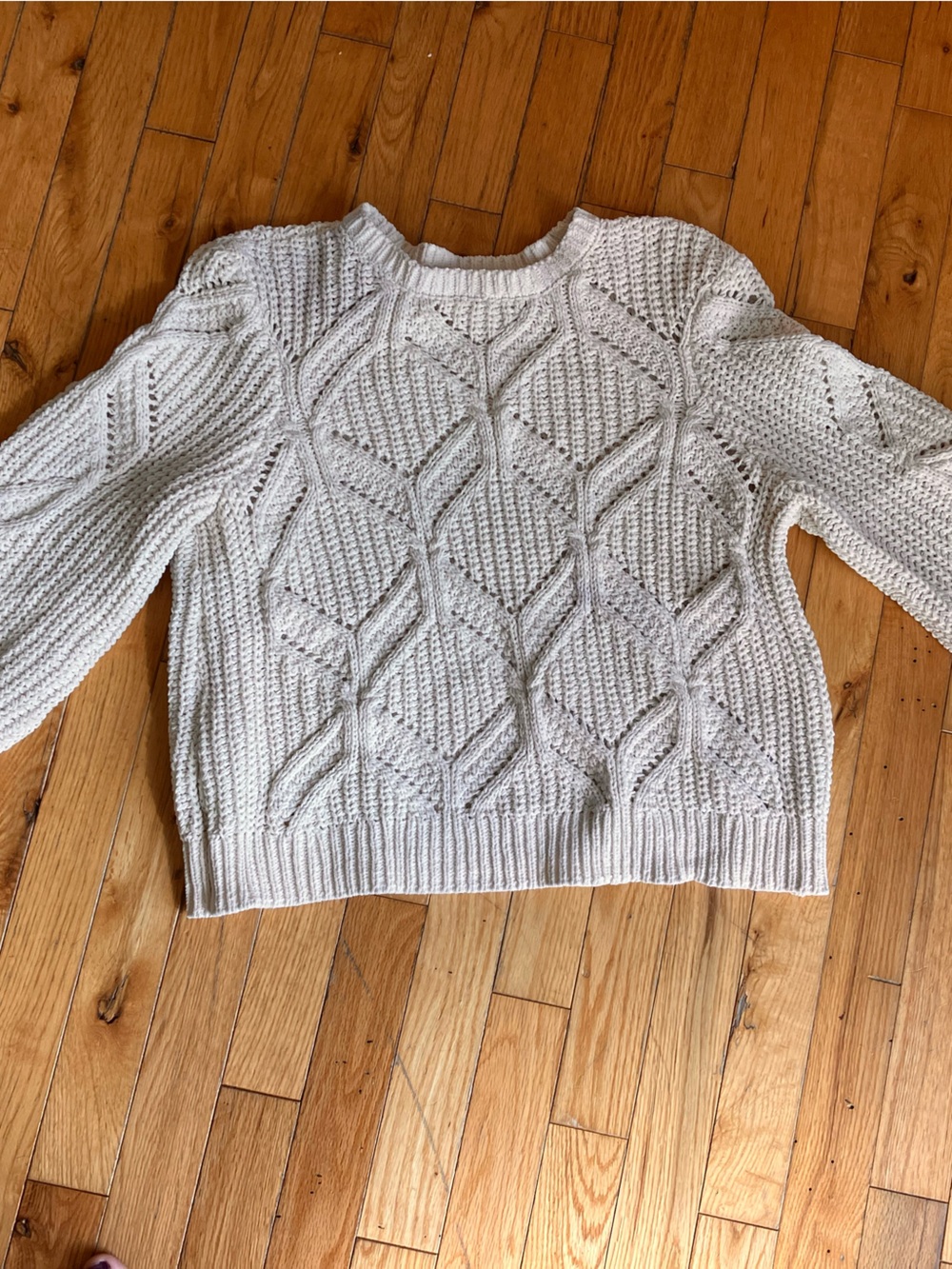 Maurices Cream Textured Cable Crewneck Sweater